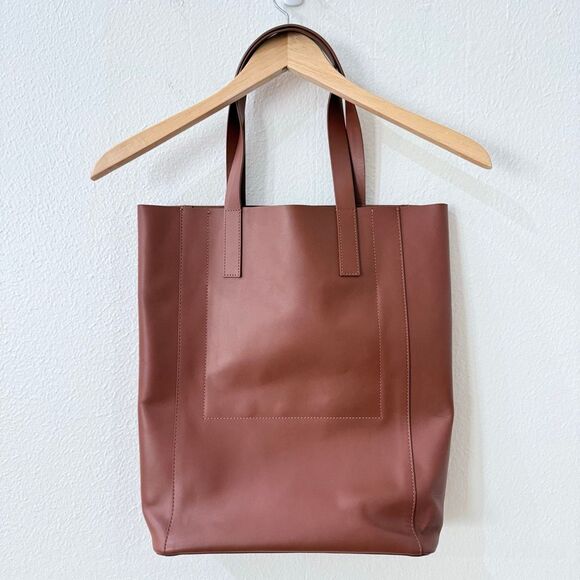 Everlane Day Magazine Italian Leather Tote in Cognac North South Brown - Picture 3 of 8